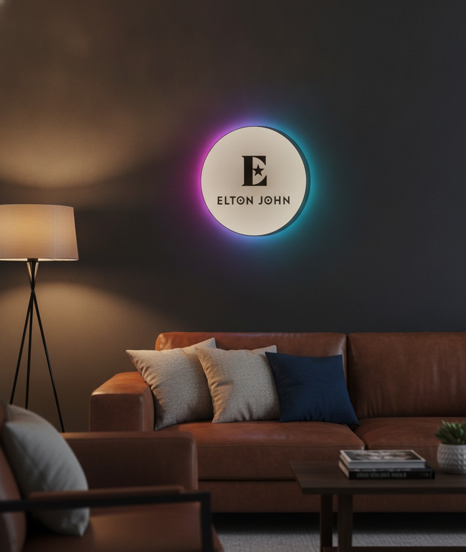 Elton John LED-Leuchtschild Wanddeko Musik-Deko Geschenk - Mockup