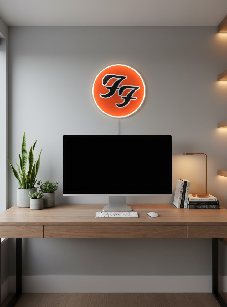 Foo Fighters LED-Leuchtschild Wanddeko Musik-Deko Geschenk - Mockup