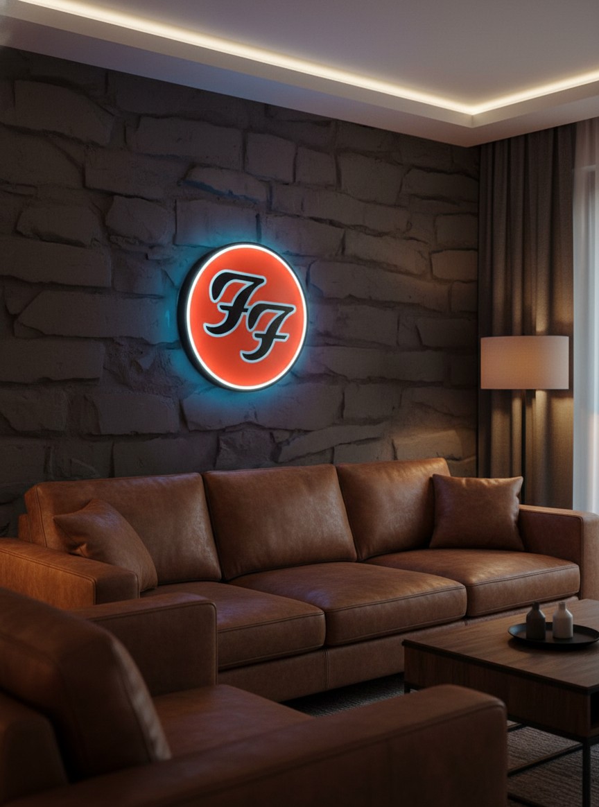 Foo Fighters LED-Leuchtschild Wanddeko Musik-Deko Geschenk - Mockup