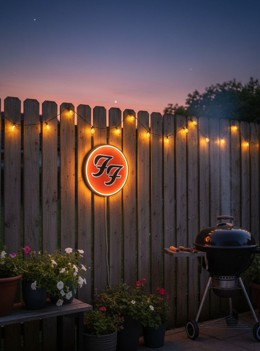 Foo Fighters LED-Leuchtschild Wanddeko Musik-Deko Geschenk - Mockup