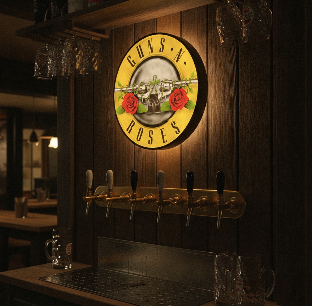 Guns N' Roses LED-Leuchtschild Wanddeko Musik-Deko Geschenk - Mockup