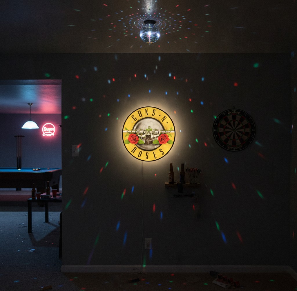 Guns N' Roses LED-Leuchtschild Wanddeko Musik-Deko Geschenk - Mockup
