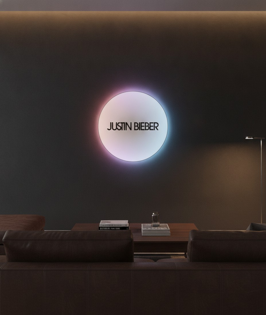 Justin Bieber LED-Leuchtschild Wanddeko Musik-Deko Geschenk - Mockup
