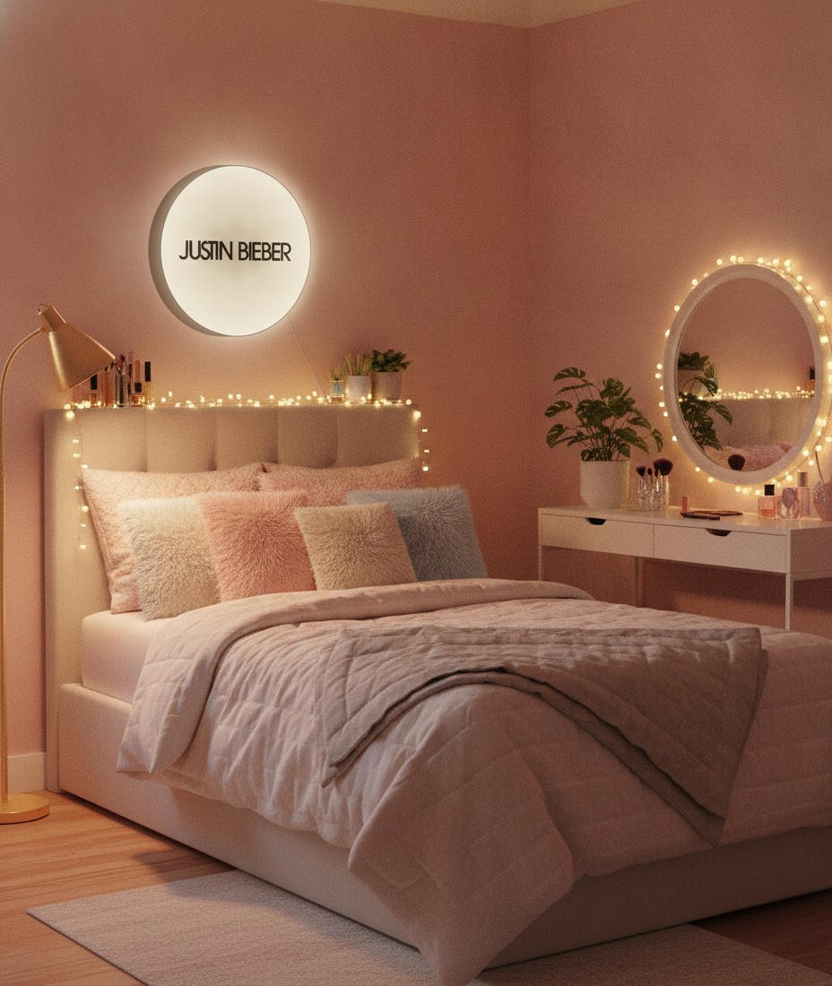 Justin Bieber LED-Leuchtschild Wanddeko Musik-Deko Geschenk - Mockup
