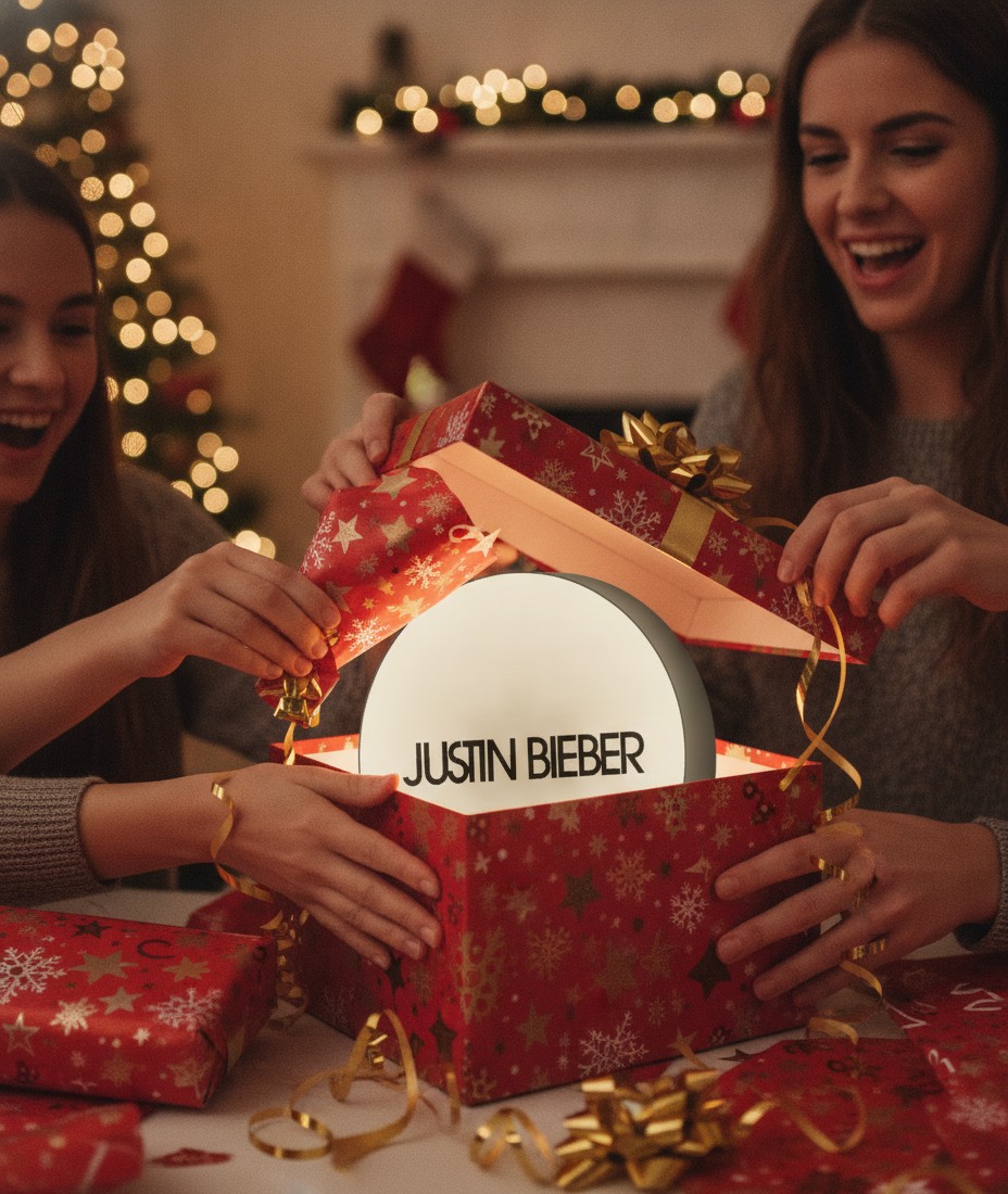 Justin Bieber LED-Leuchtschild Wanddeko Musik-Deko Geschenk - Mockup