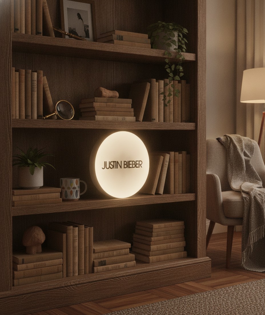 Justin Bieber LED-Leuchtschild Wanddeko Musik-Deko Geschenk - Mockup