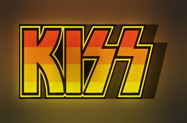 Kiss LED-Leuchtschild leuchtend