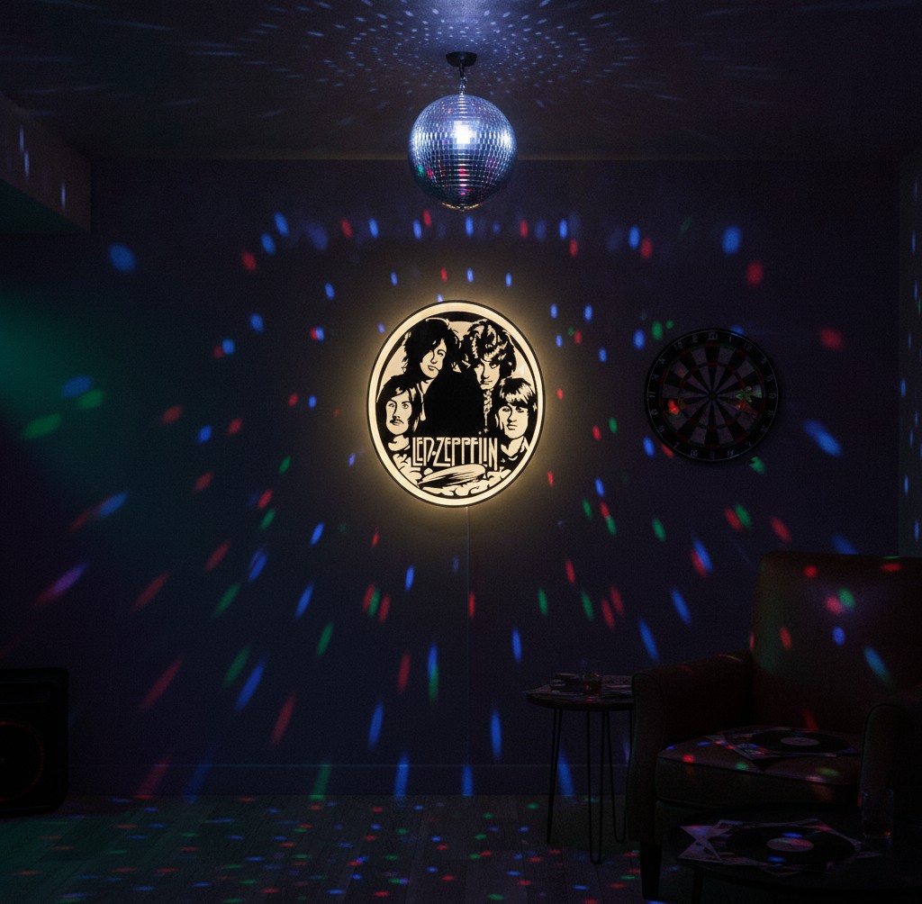 Led Zeppelin LED-Leuchtschild Wanddeko Musik-Deko Geschenk - Mockup