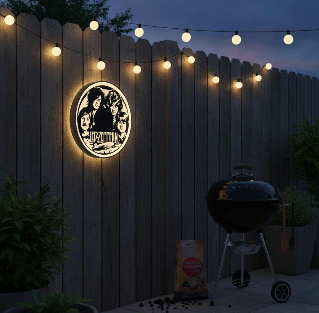 Led Zeppelin LED-Leuchtschild Wanddeko Musik-Deko Geschenk - Mockup