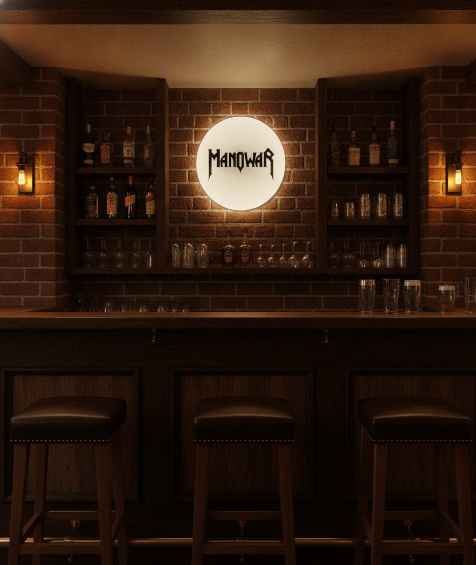 Manowar LED-Leuchtschild Wanddeko Musik-Deko Geschenk - Mockup