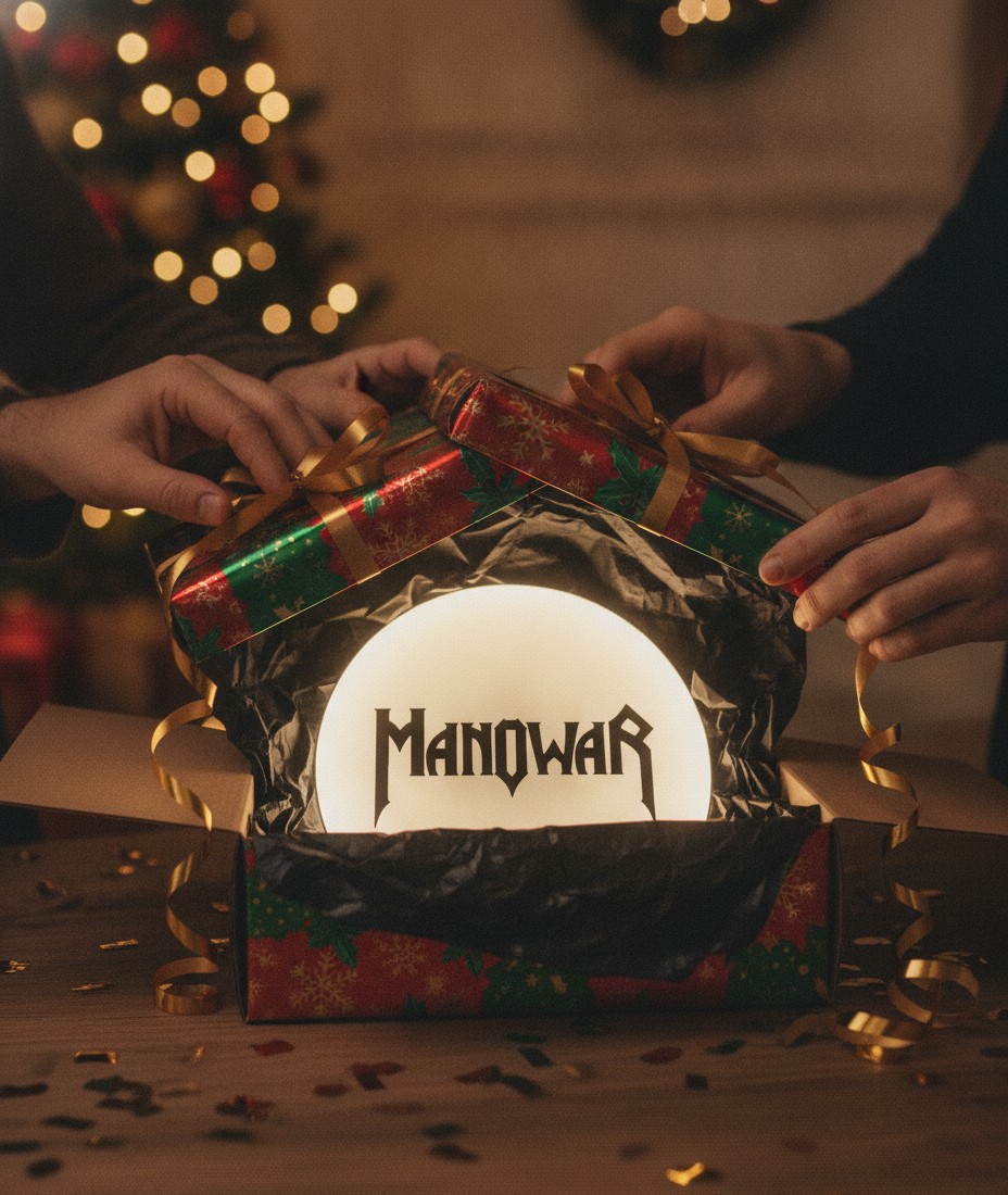 Manowar LED-Leuchtschild Wanddeko Musik-Deko Geschenk - Mockup