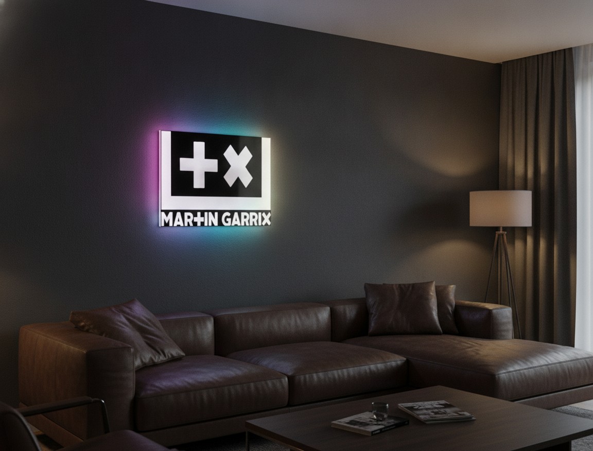 Martin Garrix LED-Leuchtschild Wanddeko Musik-Deko Geschenk - Mockup