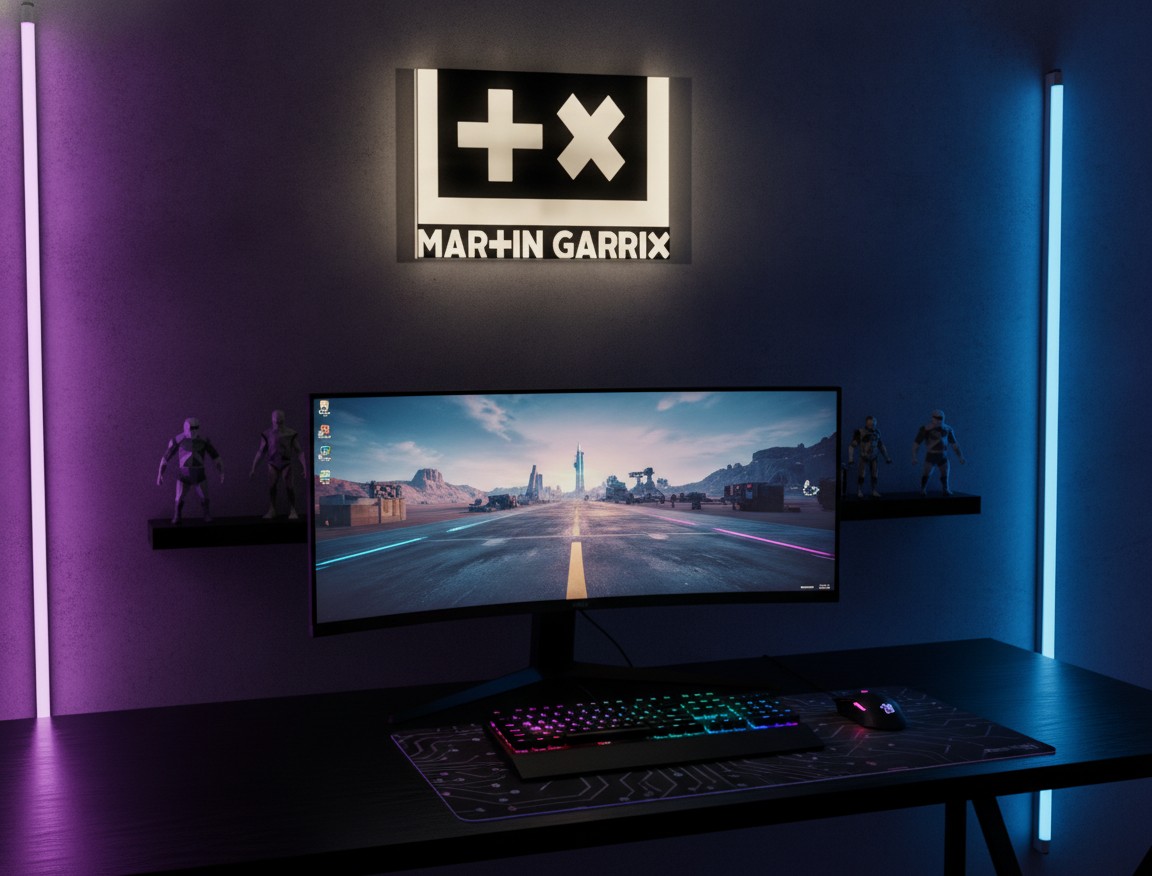 Martin Garrix LED-Leuchtschild Wanddeko Musik-Deko Geschenk - Mockup