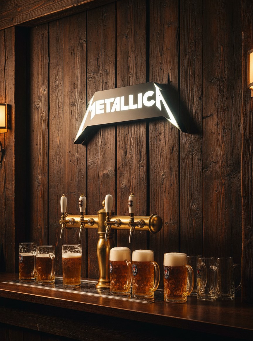 Metallica LED-Leuchtschild Wanddeko Musik-Deko Geschenk