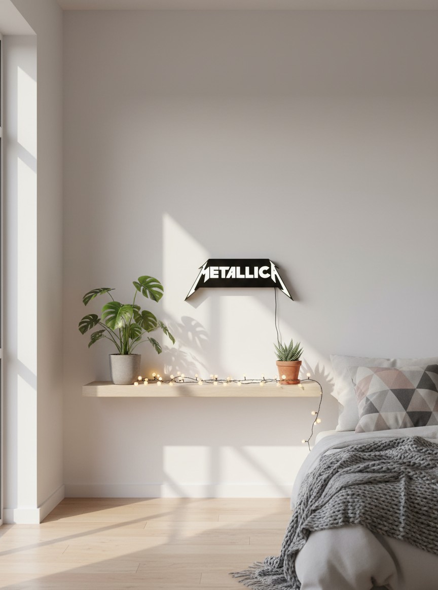 Metallica LED-Leuchtschild Wanddeko Musik-Deko Geschenk