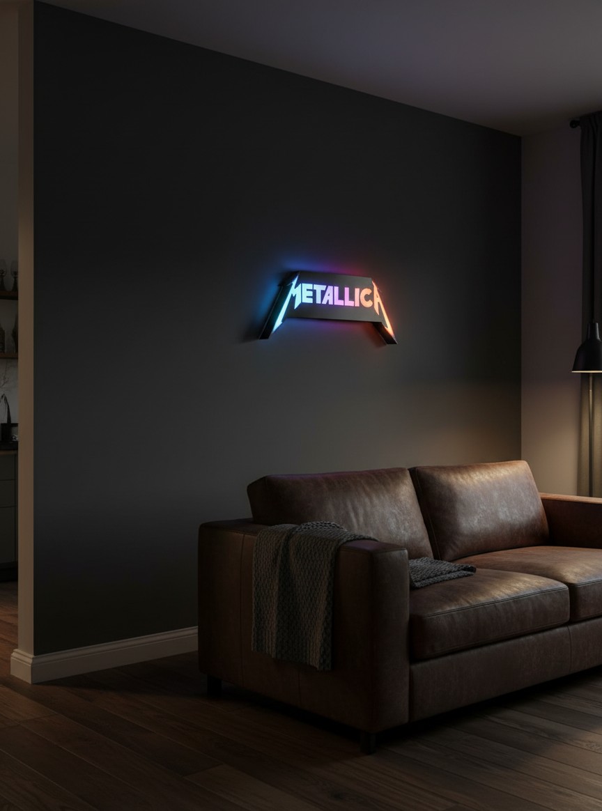 Metallica LED-Leuchtschild Wanddeko Musik-Deko Geschenk