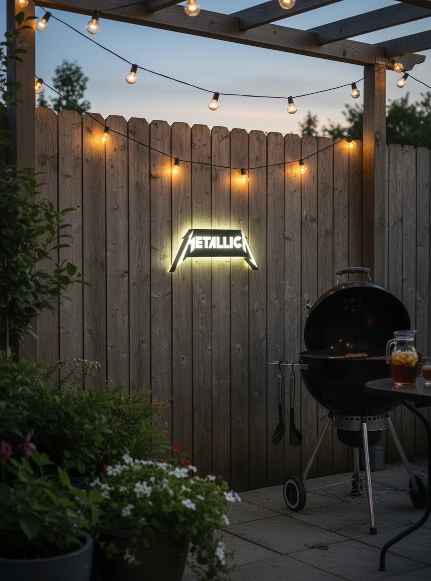 Metallica LED-Leuchtschild Wanddeko Musik-Deko Geschenk