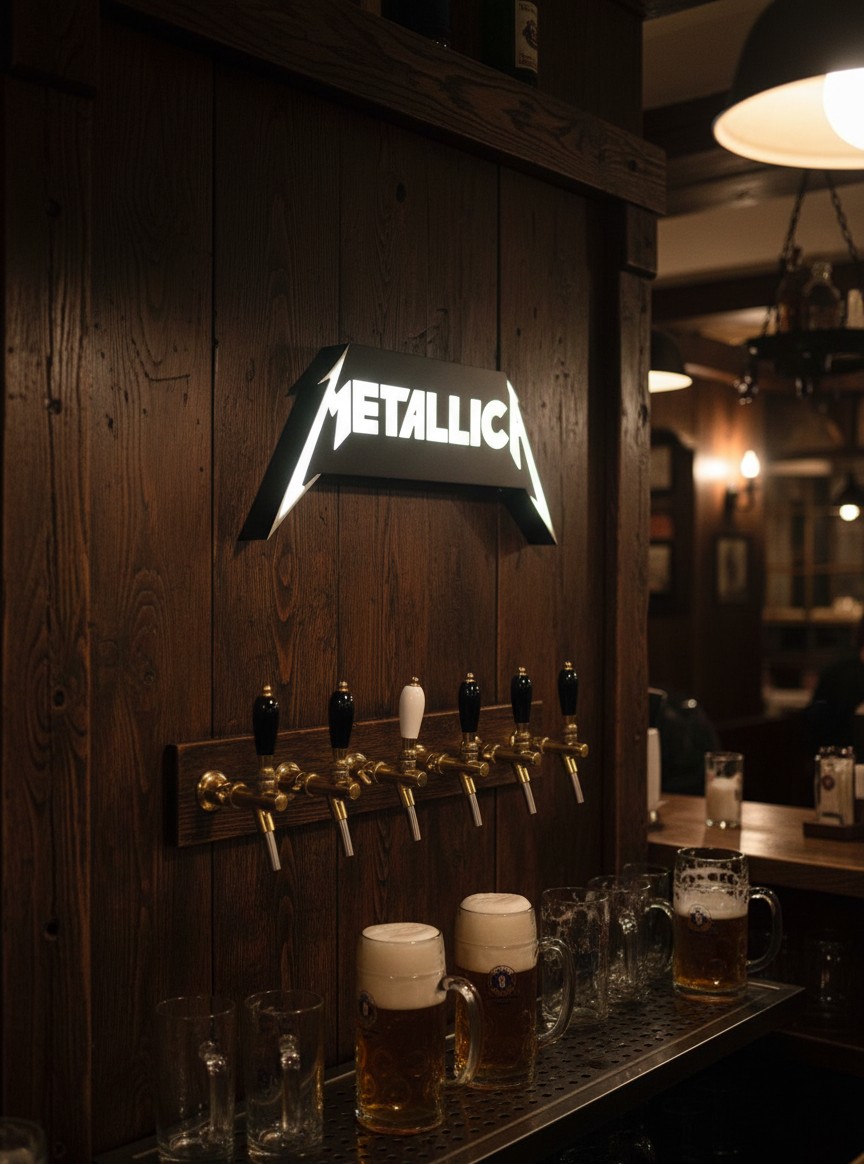 Metallica LED-Leuchtschild Wanddeko Musik-Deko Geschenk