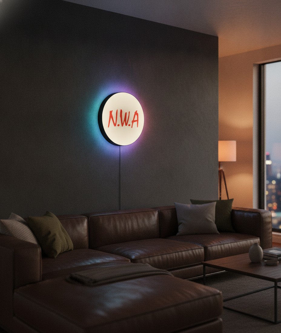 N.W.A LED-Leuchtschild Wanddeko Musik-Deko Geschenk - Mockup