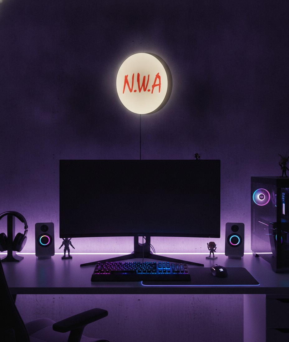 N.W.A LED-Leuchtschild Wanddeko Musik-Deko Geschenk - Mockup