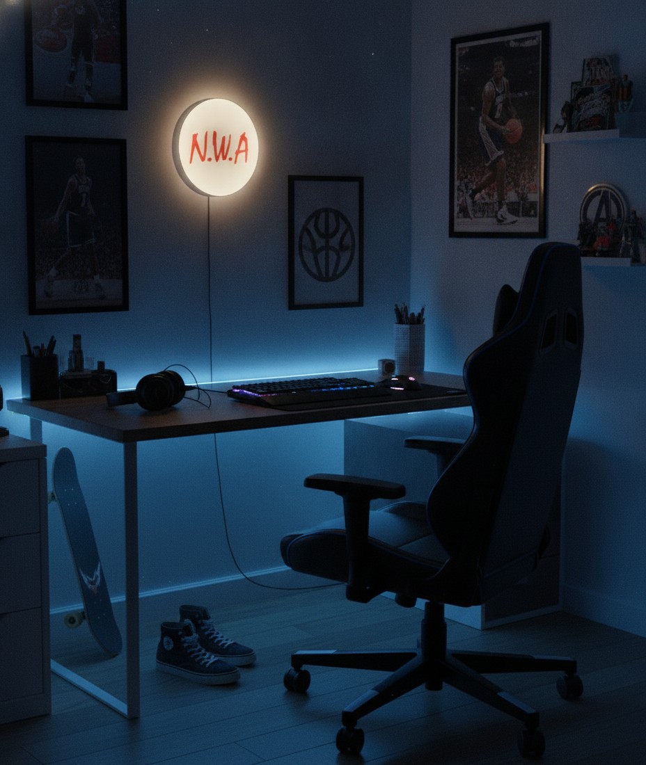N.W.A LED-Leuchtschild Wanddeko Musik-Deko Geschenk - Mockup