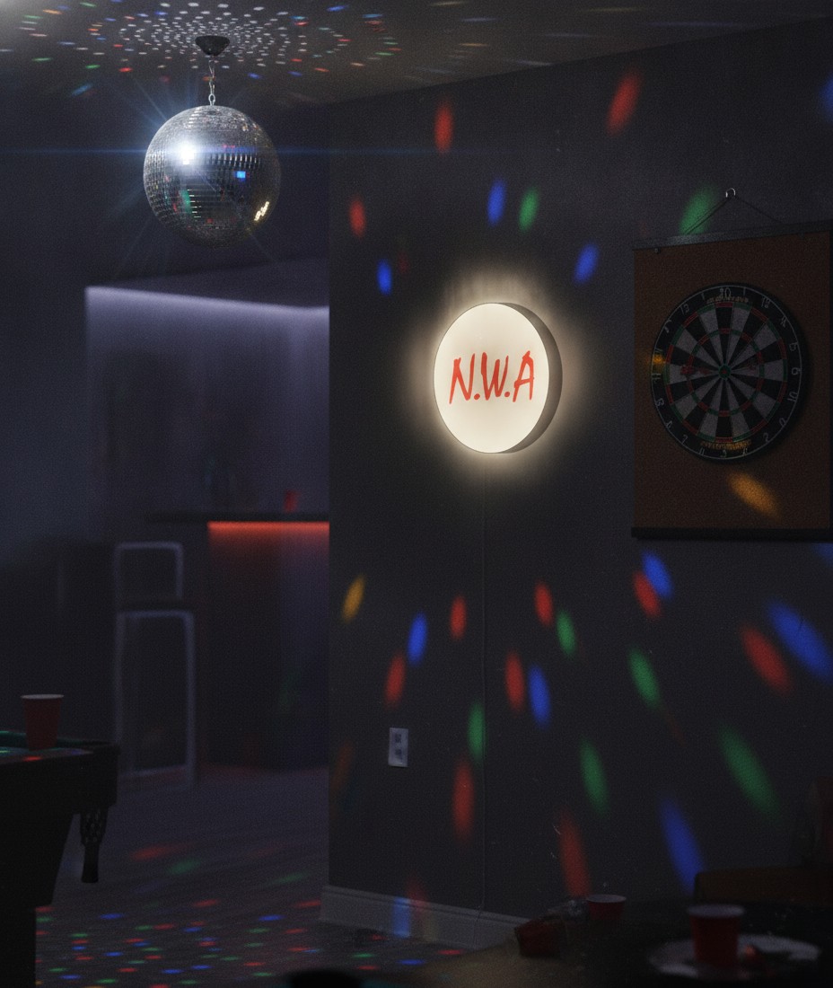 N.W.A LED-Leuchtschild Wanddeko Musik-Deko Geschenk - Mockup