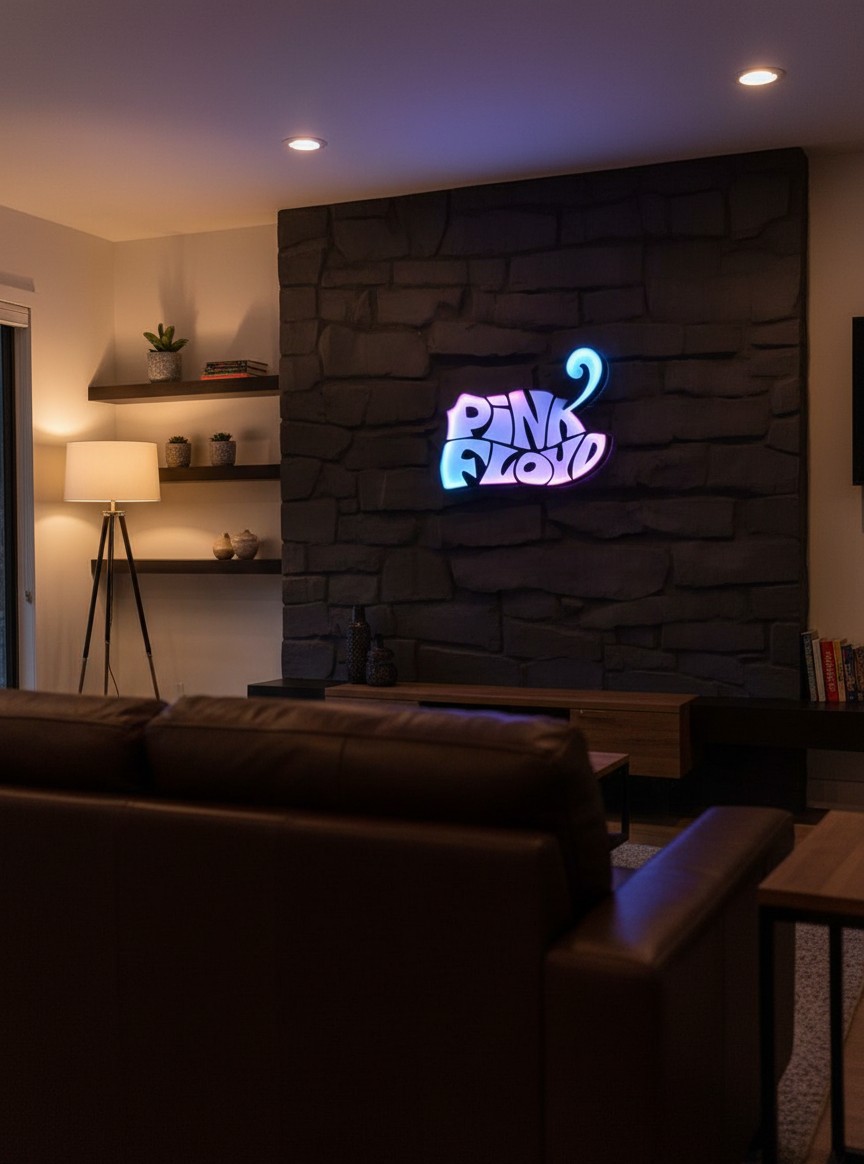 Pink Floyd LED-Leuchtschild Wanddeko Musik-Deko Geschenk - Mockup
