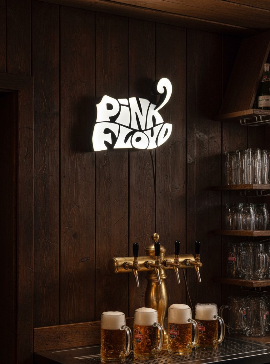 Pink Floyd LED-Leuchtschild Wanddeko Musik-Deko Geschenk - Mockup