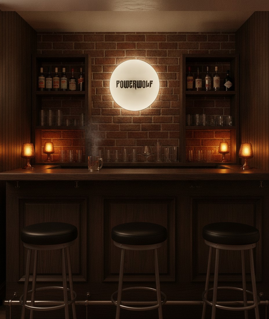Powerwolf LED-Leuchtschild Wanddeko Musik-Deko Geschenk - Mockup