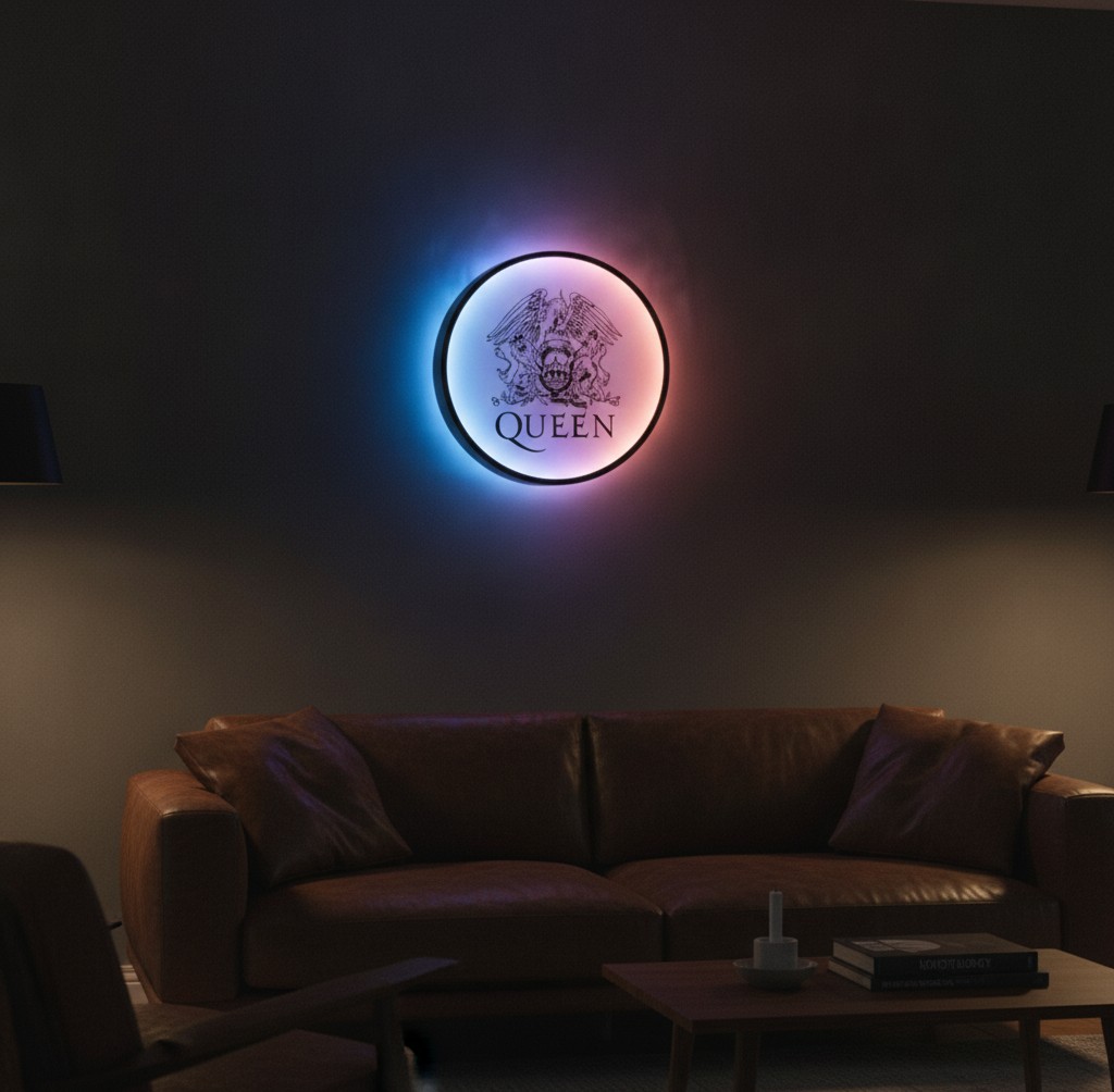 Queen LED-Leuchtschild Wanddeko Musik-Deko Geschenk - Mockup