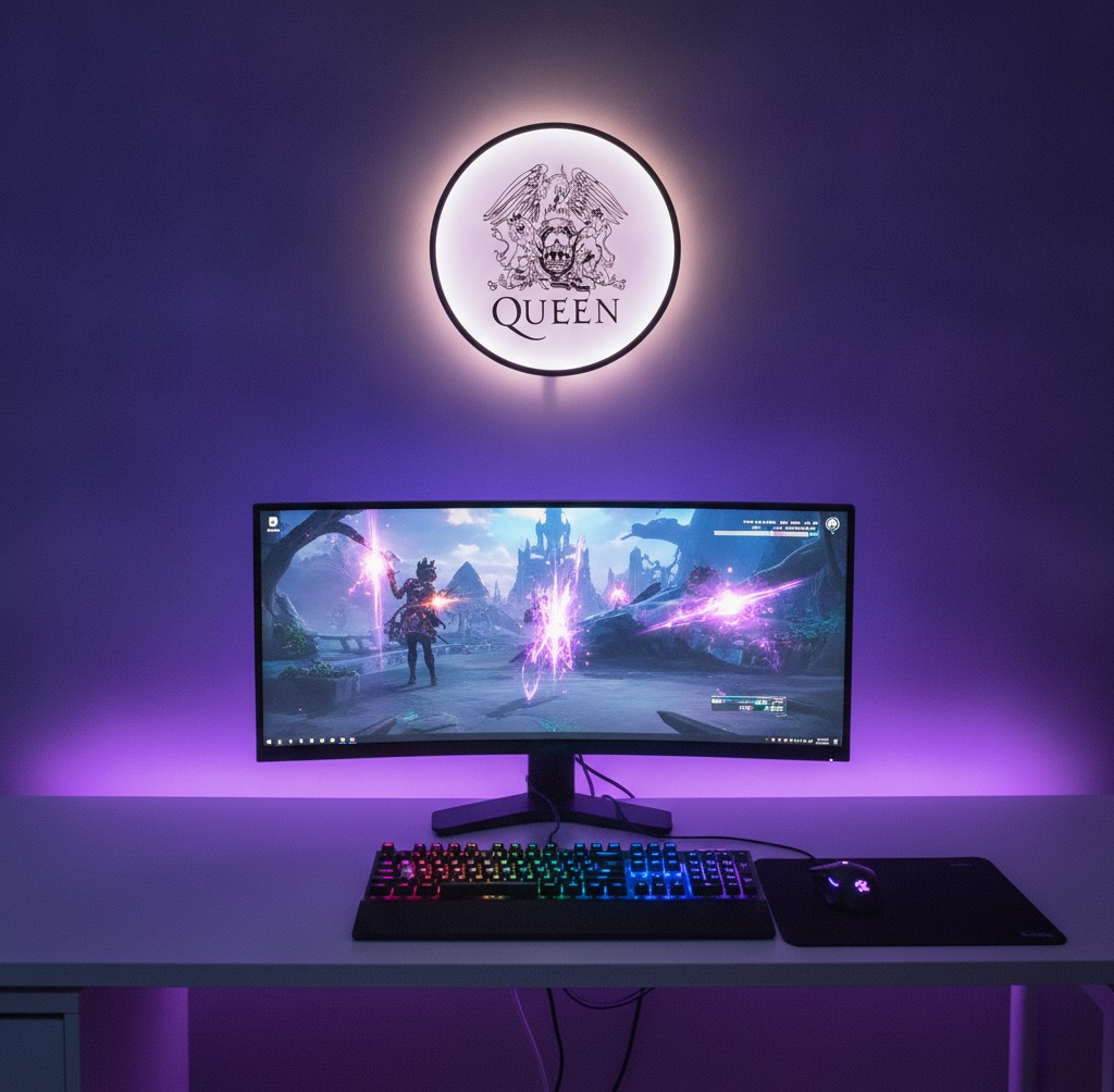 Queen LED-Leuchtschild Wanddeko Musik-Deko Geschenk - Mockup