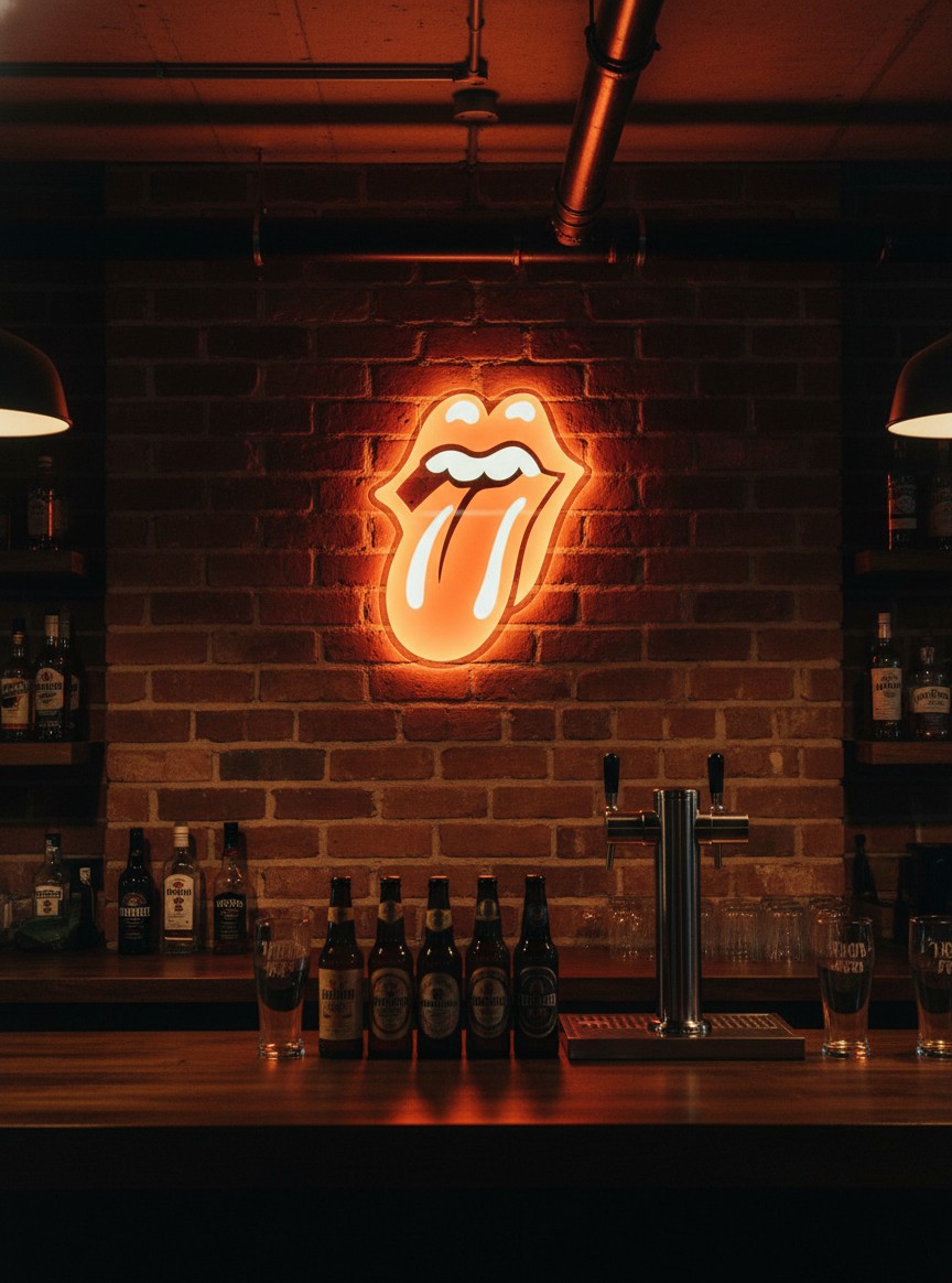The Rolling Stones LED-Leuchtschild Wanddeko Musik-Deko Geschenk - Mockup