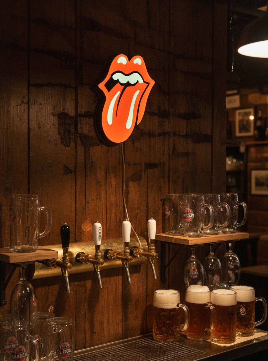 The Rolling Stones LED-Leuchtschild Wanddeko Musik-Deko Geschenk - Mockup