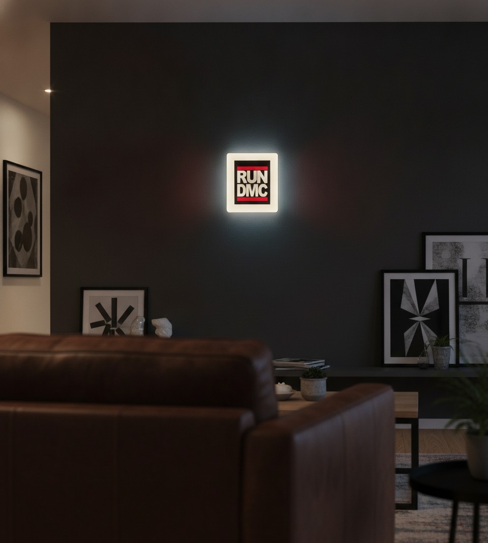 Run-DMC LED-Leuchtschild Wanddeko Musik-Deko Geschenk - Mockup