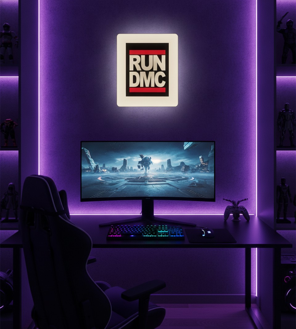 Run-DMC LED-Leuchtschild Wanddeko Musik-Deko Geschenk - Mockup