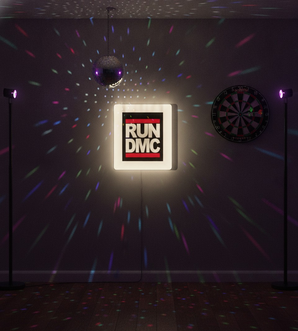 Run-DMC LED-Leuchtschild Wanddeko Musik-Deko Geschenk - Mockup