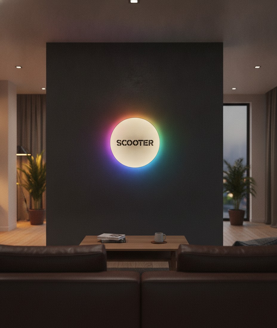 Scooter LED-Leuchtschild Wanddeko Musik-Deko Geschenk - Mockup