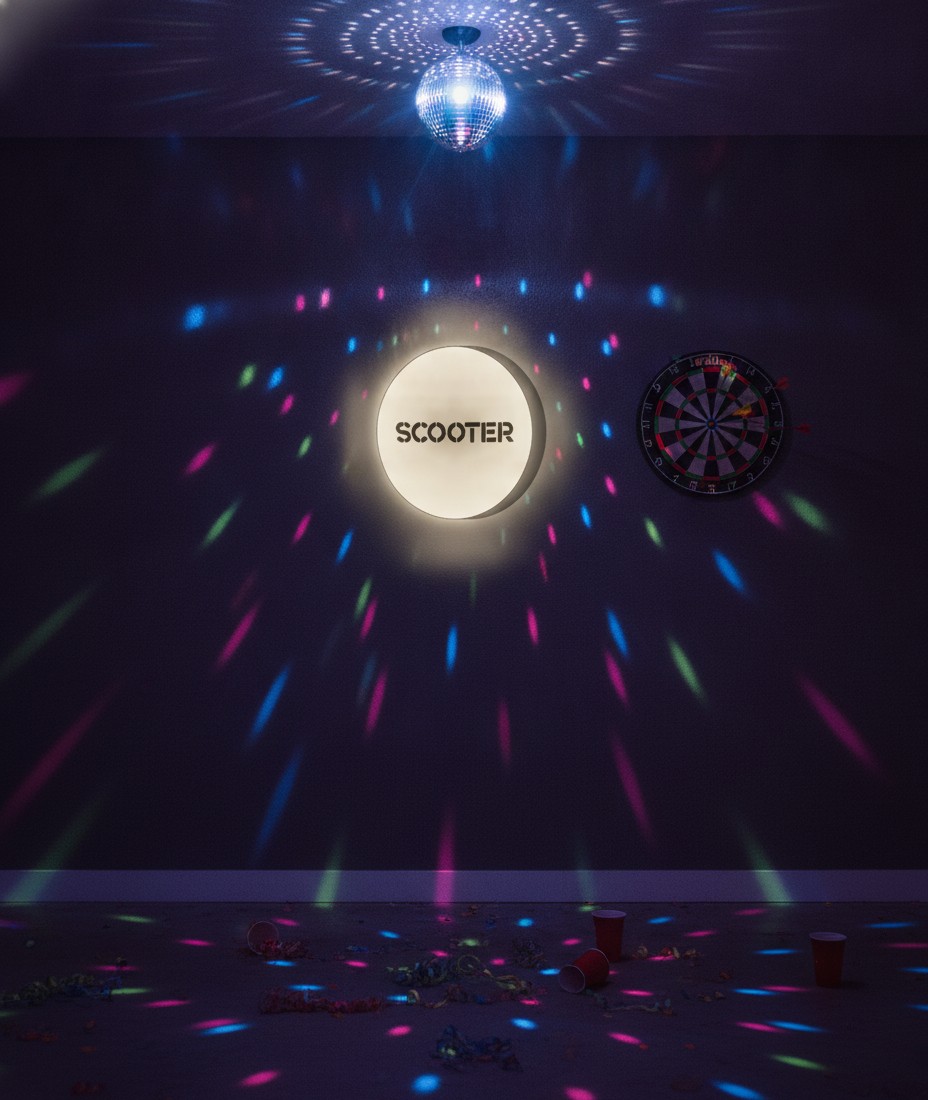 Scooter LED-Leuchtschild Wanddeko Musik-Deko Geschenk - Mockup