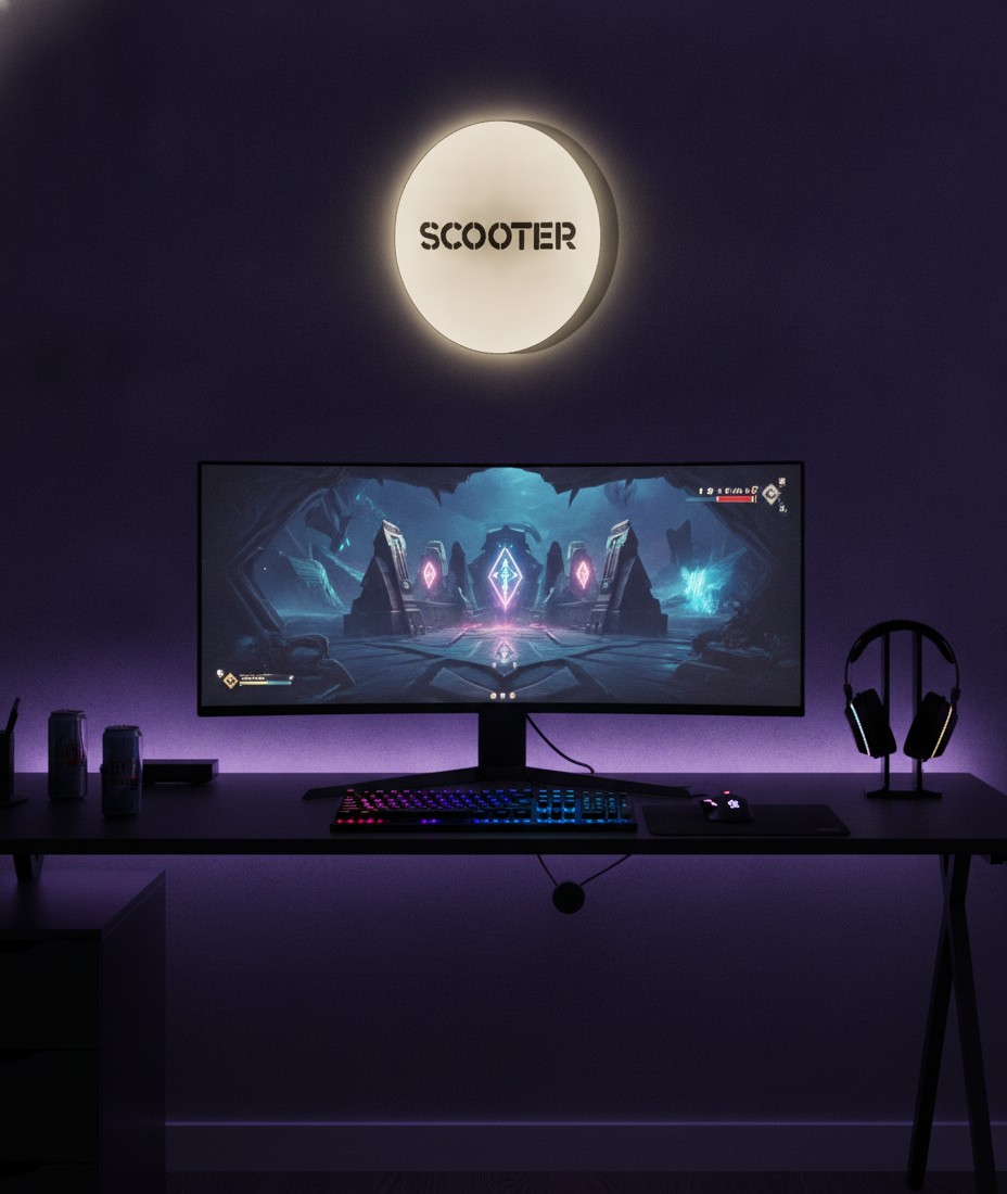 Scooter LED-Leuchtschild Wanddeko Musik-Deko Geschenk - Mockup