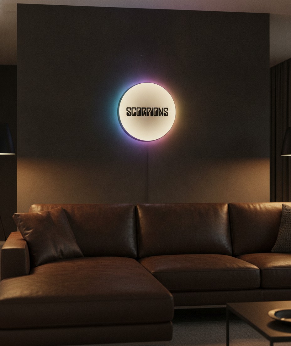 Scorpions LED-Leuchtschild Wanddeko Musik-Deko Geschenk - Mockup