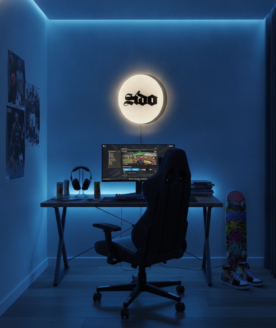 Sido LED-Leuchtschild Wanddeko Musik-Deko Geschenk - Mockup