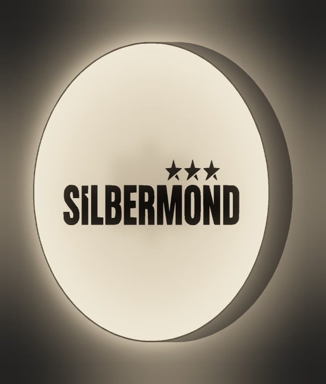 Silbermond LED-Leuchtschild leuchtend