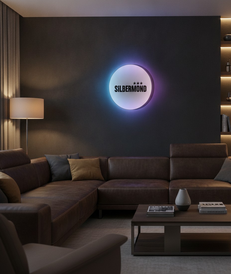 Silbermond LED-Leuchtschild Wanddeko Musik-Deko Geschenk - Mockup