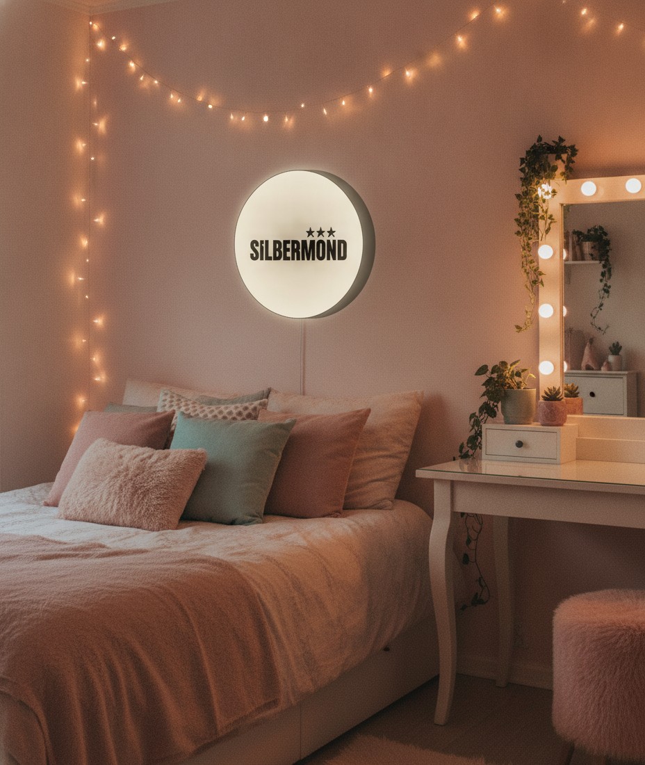 Silbermond LED-Leuchtschild Wanddeko Musik-Deko Geschenk - Mockup