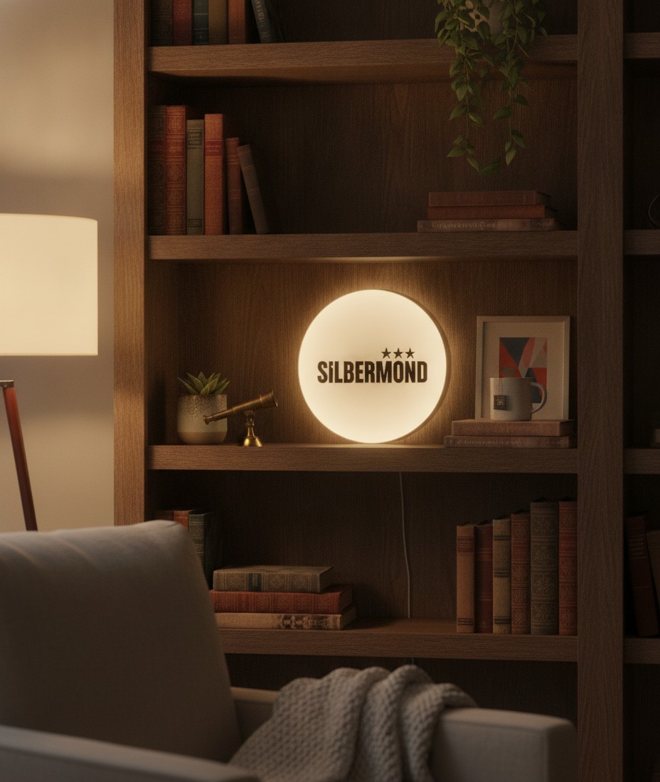 Silbermond LED-Leuchtschild Wanddeko Musik-Deko Geschenk - Mockup