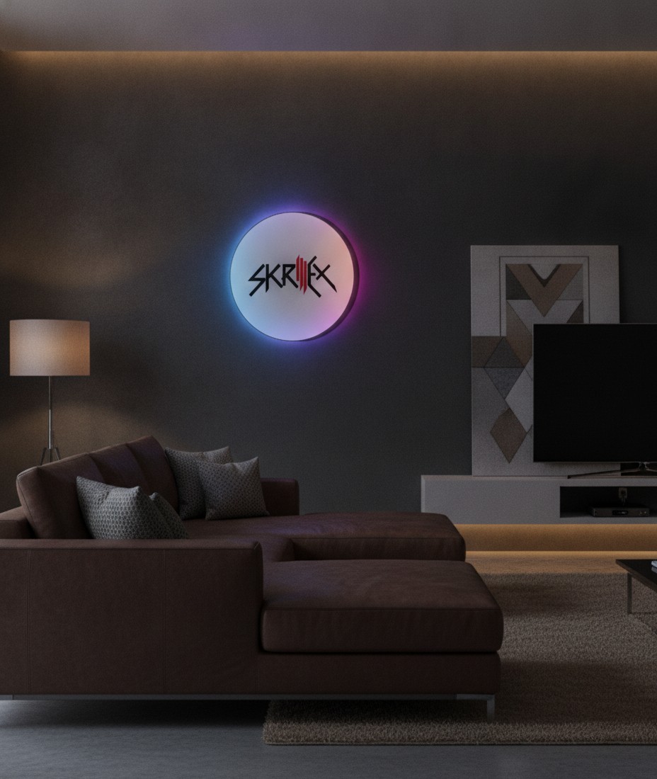 Skrillex LED-Leuchtschild Wanddeko Musik-Deko Geschenk - Mockup