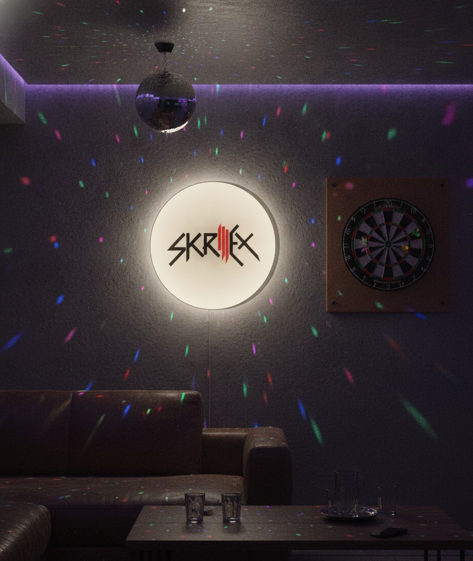 Skrillex LED-Leuchtschild Wanddeko Musik-Deko Geschenk - Mockup