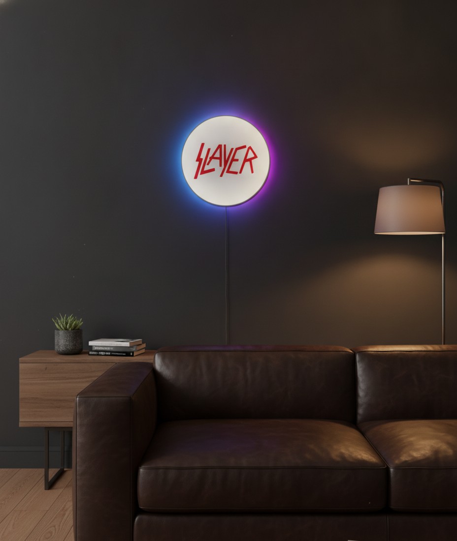 Slayer LED-Leuchtschild Wanddeko Musik-Deko Geschenk - Mockup