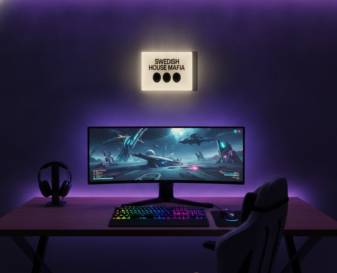 Swedish House Mafia LED-Leuchtschild Wanddeko Musik-Deko Geschenk - Mockup
