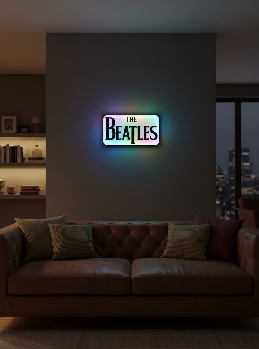 The Beatles LED-Leuchtschild Wanddeko Musik-Deko Geschenk - Mockup